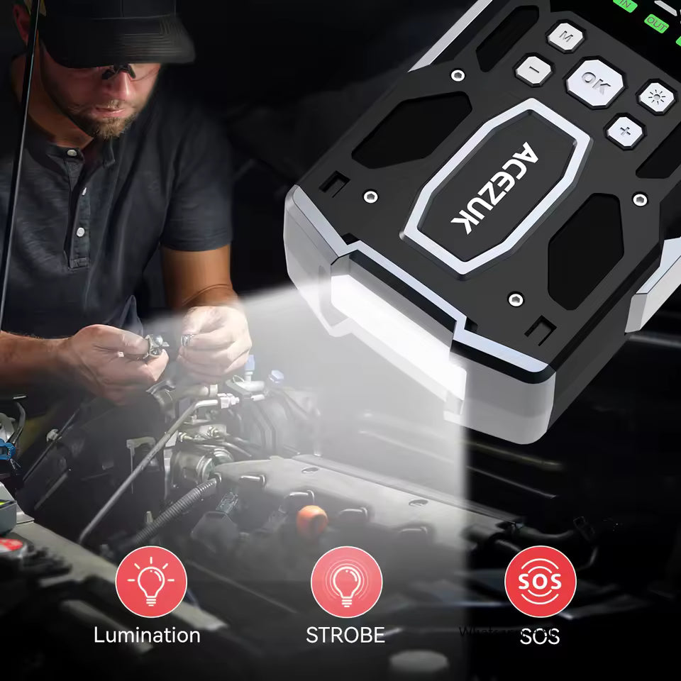 StarkBoost 2000 – COMPRESOR 4 EN 1 Potencia sin límites. Energía, seguridad y confianza en la carretera.