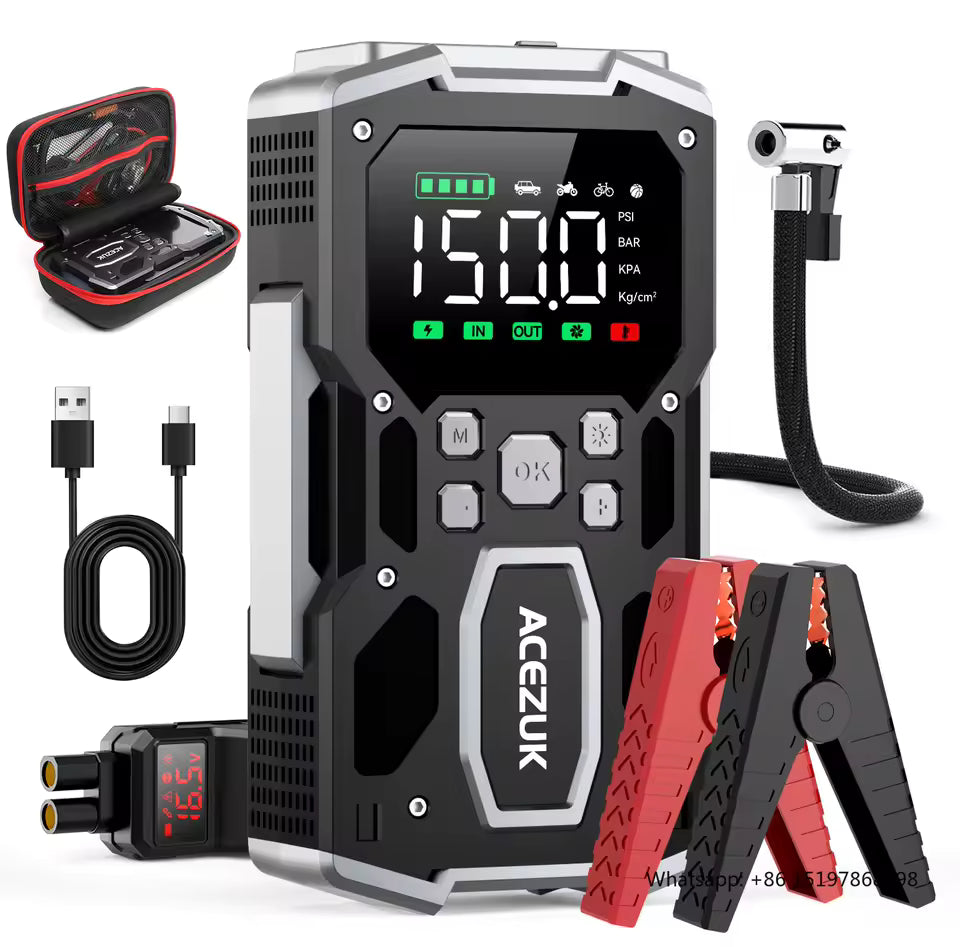 StarkBoost 2000 – COMPRESOR 4 EN 1 Potencia sin límites. Energía, seguridad y confianza en la carretera.