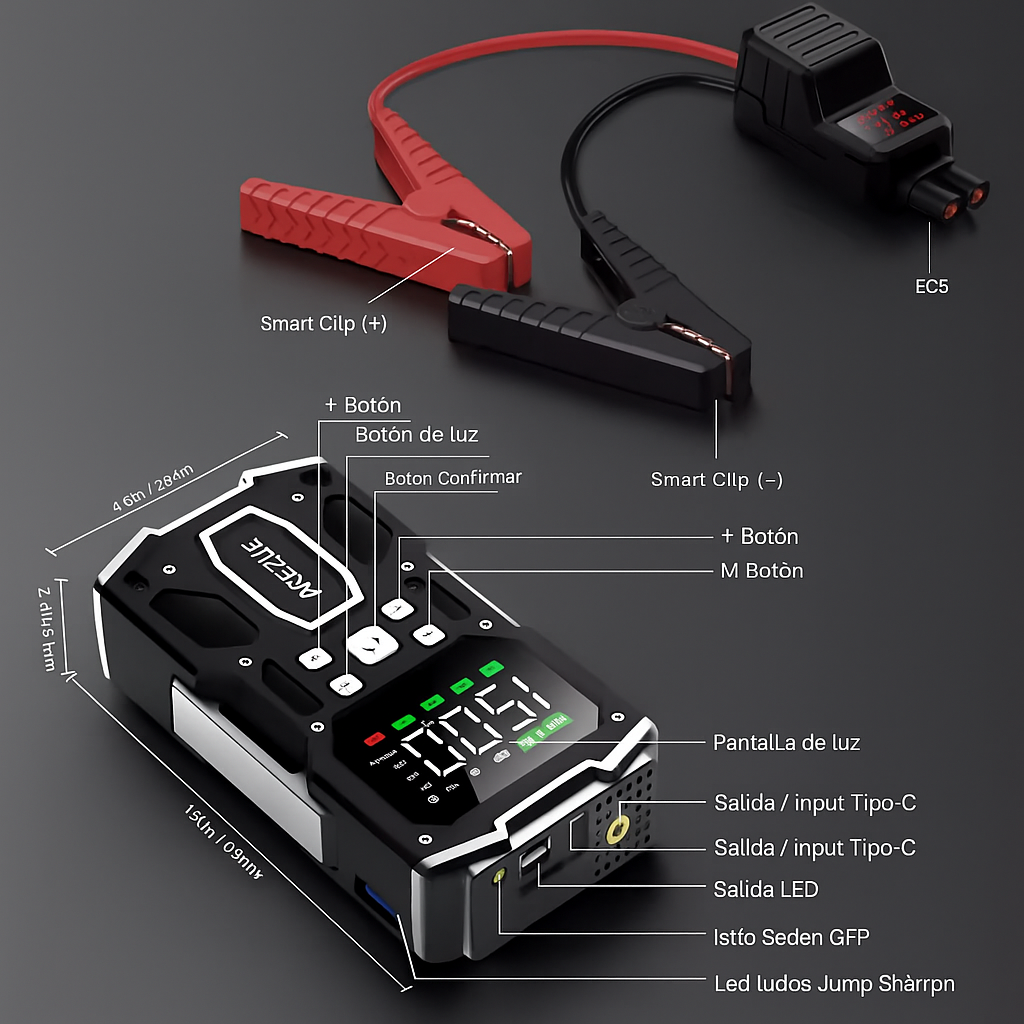 StarkBoost 2000 – COMPRESOR 4 EN 1 Potencia sin límites. Energía, seguridad y confianza en la carretera.